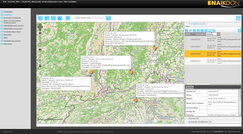 GPS Flottenmanagement mit Routenverfolgung